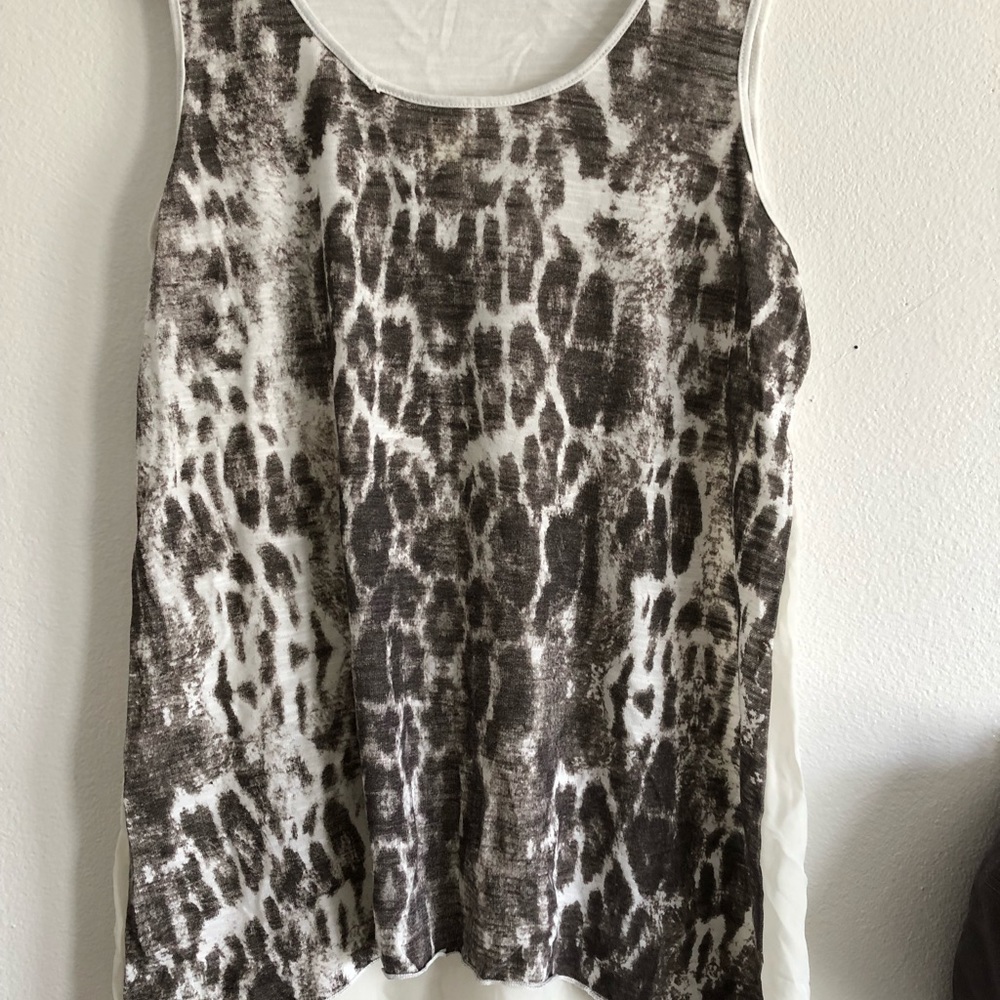 Sleeveless animal print blouse with silky back